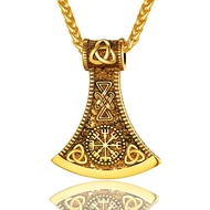 Solid Norse Axe/Axe of Perun Necklace, Nordic Viking Jewelry, with Chain-Stainless Steel/Gold Plated
