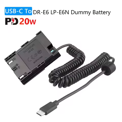 USB-C To LP-E6 LP-E6N Dummy Battery DC Power AC Adapter For Canon EOS 5D 6D 7D Mark II III IV 5DS R