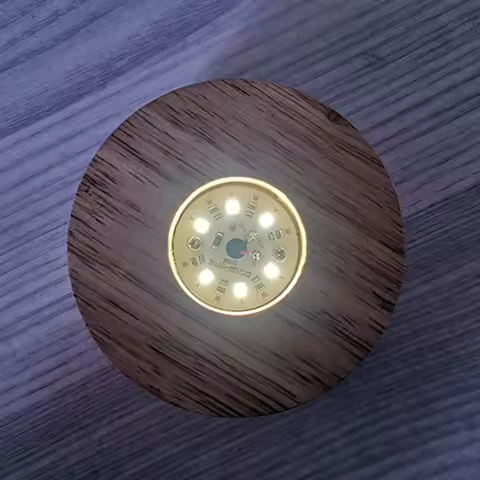 8cm Round Wooden LED Light Dispaly Base Stand Holder 3D Table Night Lamp Base Crystal Glass Resin Ar