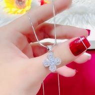 (Chain + Pendant) Lokalo Small Platinum Plated 4-Leaf Clover Necklace for Women 10.3.23