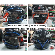 XDOT HELMET G515 DOUBLE VISOR OPEN VISOR DV BLACK GP AIR BLUE