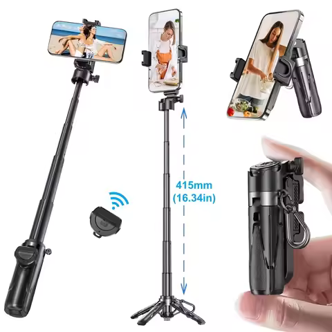 Mini Selfie Stick Tripod for iPhone Phone Travel Vlog Video, Pocket Phone Tripod Selfie Stick with R