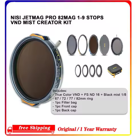 NISI JetMag Pro VND Mist Creator Filter Kit, 1-9 Stops True Color VND + FS ND16 + Black Mist 1/8, 67