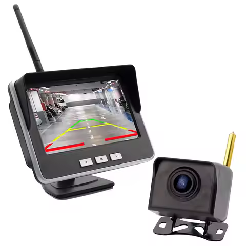 Uvusee Vehicle Car Mini 720P Wireless Backup Camera kit 4.3" AHD IPS Monitor 1024X600 IP69K Waterpro