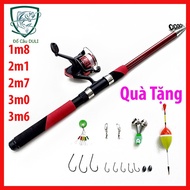 Bộ Cần Câu Máy Rút Cacbon Đỏ Đủ Size 1m8 2m1 2m4 2m7  (xả hàng giảm giá và cam kết bảo hành đổi trả 