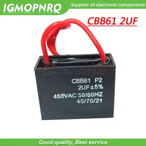 5pcs CBB61 2uf starting capacitance AC Fan Capacitor igmopnrq 450V 2UF CBB Motor Run Capacitor