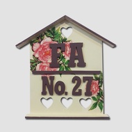 Wall Decoration House Number House Address Carved House Shape Love Shabbychic Room Decoration
