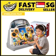 Stimulation pilot Airplane Toy Control Panel Toy Game Cockpit Steering Wheel Multifunctional Sound L