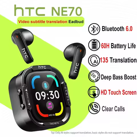HTC NE70 Wireless Bluetooth Earphones Touch Screen TWS in-Ear AI Translate Earbud Noise Reduction Ga