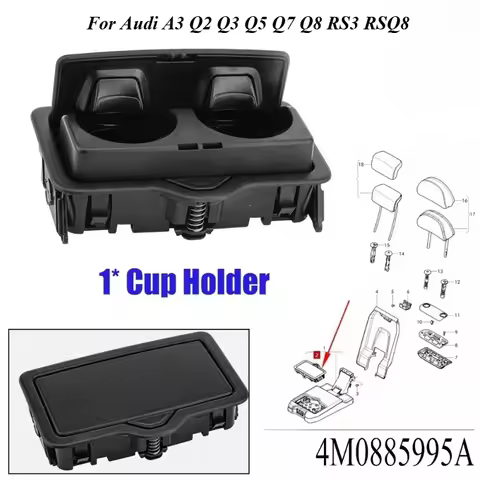 New Car Rear Armrest Cup Holder 4M0885995A4PK For Audi A3 Q2 Q3 Q5 Q7 Q8 RS3 RSQ8 Drinks Beverage Ra