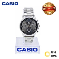 Casio Edifice 3 Chronograph Black Dial Watch for Men (Silver)