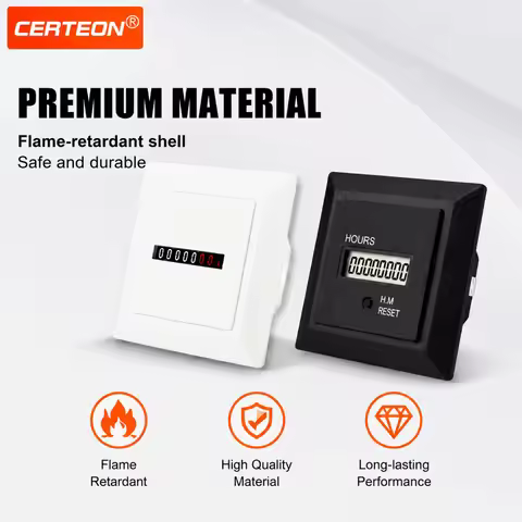 HM-1 Industrial Hour Meter AC24-240V Panel Mount Elapsed Time Meter Run Time Counter 0~999999H59M 0~