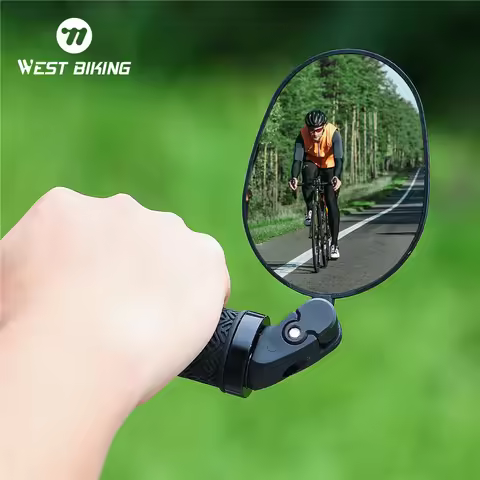 WEST BIKING Adjustable Bicycle Rearview Mirror 360° Rotatable Handlebar Safety Convex Mirror Wide An