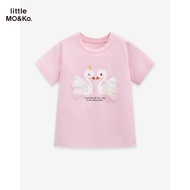 Little Maven short-sleeved white swan 2 pink t-shirt - L-55038