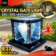 🔥HOT🔥Outdoor Gate Light Crystal Diamond Black Chrome +Steel Gate Lamp Weather Proof Outdoor Pillar L