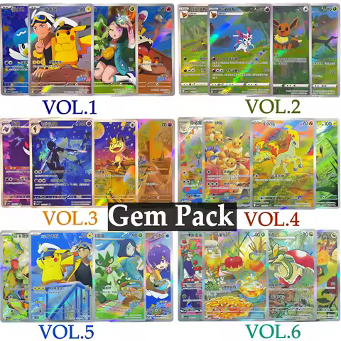 PTCG Chinese Gem Pack AR Collection Full Set Vol.1-6 Captain Pikachu Eevee Gengar & More Chase Rare 