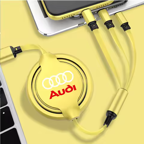 3in1 Fast Charging Cable USB Type C iPhone Android Charger For Audi Sline Quattro RS S B5 B6 B7 B8 B