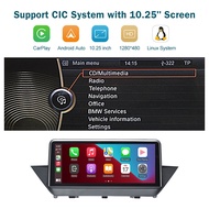 Apple ไร้สาย10.25นิ้วจอมัลติมีเดียรถยนต์ Linux หน้าจอสัมผัสสำหรับ BMW E84 X1 2009-2015 CIC ระบบ IDrive Android Auto Head Unit Screen