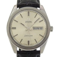 二手OMEGA海馬系列星期日曆腕錶，752 型機芯，不鏽鋼錶殼，壓紋皮革錶帶，自動上鍊，模擬顯示，銀色錶盤，男士款。