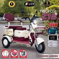 ★LEM★ [SIAP PASANG] TRICYCLE Elektrik Basikal 3Roda E Bike Adult 3Seater Z12/Z15/Z18