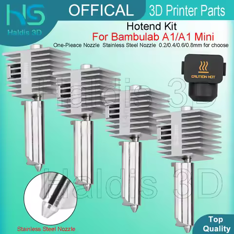 Hotend Kit For Bambu Lab A1 A1 Mini One-Pieace Stainless Steel Nozzle Hotend 0.2/0.4/0.6/0.8mm For B