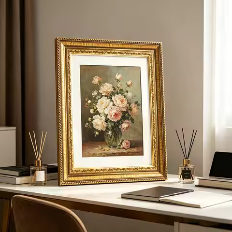 2 Pack Ornate Gold Picture Frames With Mat Vintage Photo Frame Set For Wall Gallery & Tabletop Displ