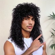 Malaysia stok rock wig rambut palsu rock afro wig mullet wig rambut retro wig rambut palsu lelaki R1