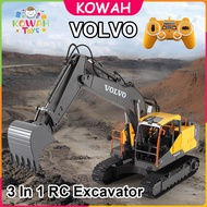 KOWAH VOLVO 3 In 1 Remote Control Excavator Metal Drill Bit 2.4Ghz Children Construction Tractor Tra