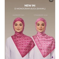 D Monogram dUCk Satin Silk Square Scarf and Shawl JAZZBERRY JAM STRAWBERRY ACAI SUNSET TEE PINK STARBURST