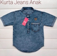 Kurta Jeans Anak Laki-laki Umur 3-7 Tahun / Baju Koko Muslim Cowok Model Terbaru Viral Puasa Usia 4 