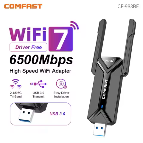 COMFAST WiFi7 USB Adapter BE6500 WiFi Card 5G&6G USB3.0 Wireless Network Card USB Wifi 7 Adaptador A