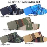 YunYunStrap Belts for men women, Camouflage tactical work nylon webbing belt with plastic buckle plus size, 2 Pcs