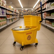 Wringer Pail Trolley Wheeled Mop Pail Wringer Cleaning Equipment Plastic Metal Handle
