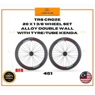 20x1 3/8 Alloy Wheelset 451 Folding Bike With Kenda Tyre Croze Bicycle Rim Veroli Basikal Lipat