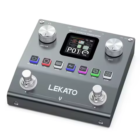 Lekato Bedroom Studio Pedal W/6Fx Chains & Bt Monitoring Silent Headphone Jams &80 Presets 20 Pro Ir