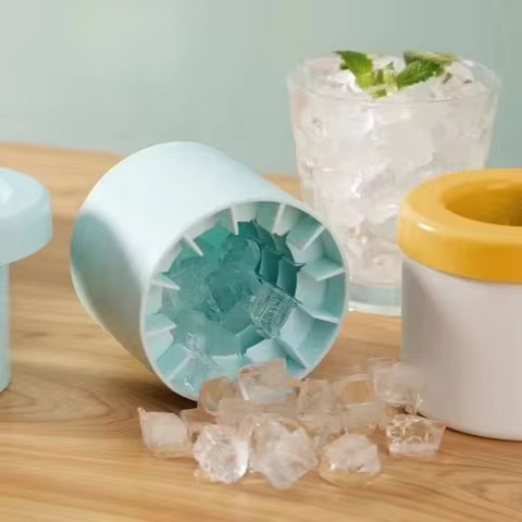 Mini Silicone Ice Cube Mold Round Ice Bucket Ice Storage Box Household DIY Refrigerator Freeze Ice M