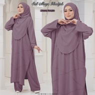 Baju Muslimah Set Seluar Tudung Blouse Labuh Pants Umrah Suit Women Ironless Kembang Loose - KHADIJA