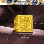 916 Gold Hot Sale Men's ring gold jewelry gold retro domineering dragon pattern ring wellso