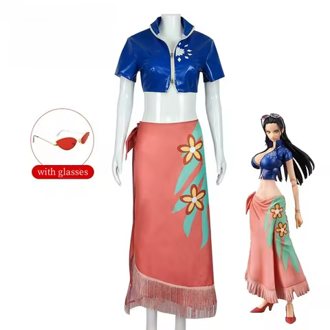 Anime Cosplay Costume Dress Outfits Nico Robin for One Piece Women's Clothes Top Jacket Skirt Glasse