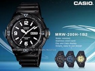 CASIO 卡西歐 手錶專賣店 國隆 MRW-200H-1B2 指針錶 橡膠錶帶 100米防水 星期 MRW-200H