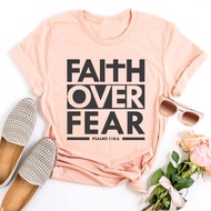 Faith Over Fear Bible Scripture Verse Tshirt Jesus Tee Women Tops M