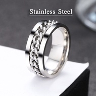 แหวน แหวนเท่ๆผู้ชาย แหวนแฟชั่น แหวนโซ่ หมุนได้ 5 สี แหวนสแตนเลส สตีล แท้ 100% ผิวเงาสวย ดีไซน์แบบเรียบง่าย