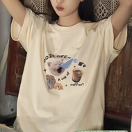 Elbee.tee Kaos Doze off a cup of coffee Cats aesthetic t-shirt tumblr t-shirt