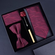 Gift Box] Men's Wedding Tie Five-Piece Set Business Formal Wear Bow Tie Banquet Wedding Accessories 