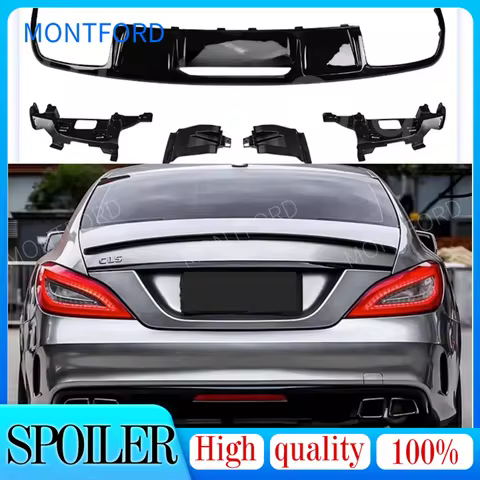 Glossy Black Rear Lip Diffuser Spoiler For Mercedes Benz CLS Class W218 CLS350 CLS63 AMG Sport 2012-