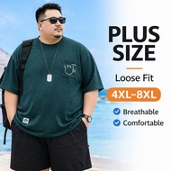 【4XL–8XL】Plus Size T-Shirt Man Waffle Loose Fit Breathable Big Size Baju Lelaki Oversized T-shirt