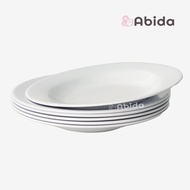 abida 1 lusin piring makan melamin 9 inch piring grosir lusinan p0917 - putih