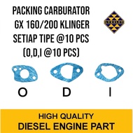 GX-160 Carburetor Packing/200 Klingrit 1 set O,D,i @10 pcs GX-160 Carburetor Packing/200 klinger 1 S