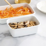 日本霜山 日系純白風長方形琺瑯保鮮盒(附蓋)-M-950ml-3入