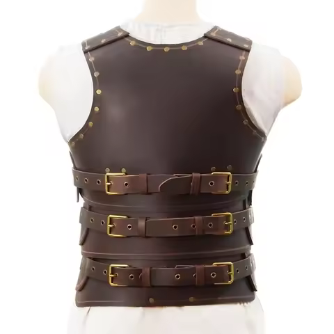 Medieval Viking Knight Gladiator Chest Armor Steampunk PU Leather Breastplate Vest Gothic LARP Vest 